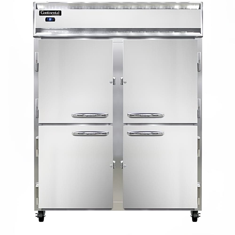 Continental 2RESNHD 57" Two Section Reach In Refrigerator, (4) Left/Right Hinge Solid Doors, Top Compressor, 115v