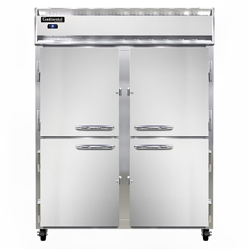 Continental 2RESNSAHD 57" Two Section Reach In Refrigerator, (4) Left/Right Hinge Solid Doors, Top Compressor, 115v