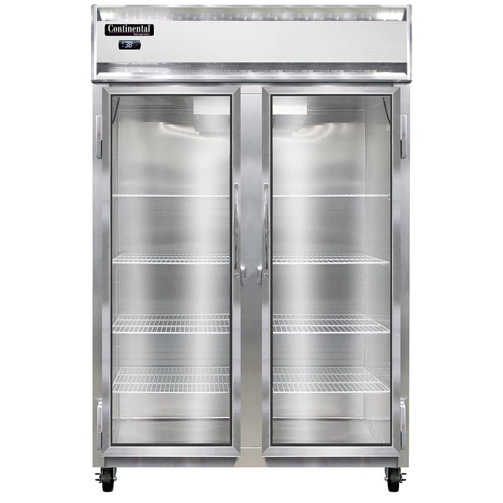 Continental 2RNGD 52" Two Section Reach In Refrigerator, (2) Left/Right Hinge Glass Doors, 115v