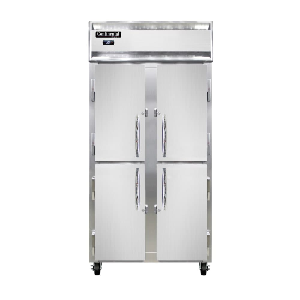 Continental 2RSENHD 36 1/4" Two Section Reach In Refrigerator, (4) Left/Right Hinge Solid Doors, Top Compressor, 115v