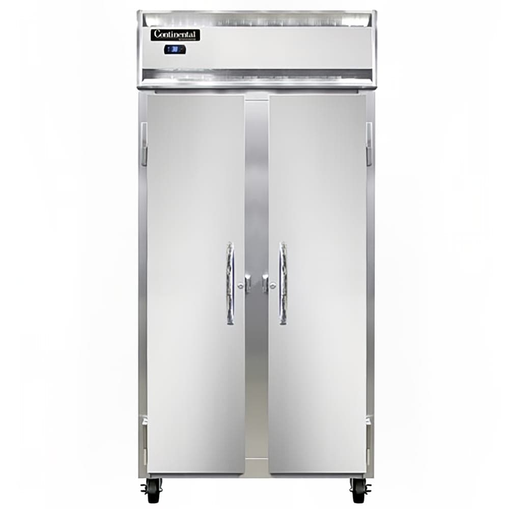 Continental 2RSENSS 36 1/4" Two Section Reach In Refrigerator, (2) Left/Right Hinge Solid Doors, Top Compressor, 115v
