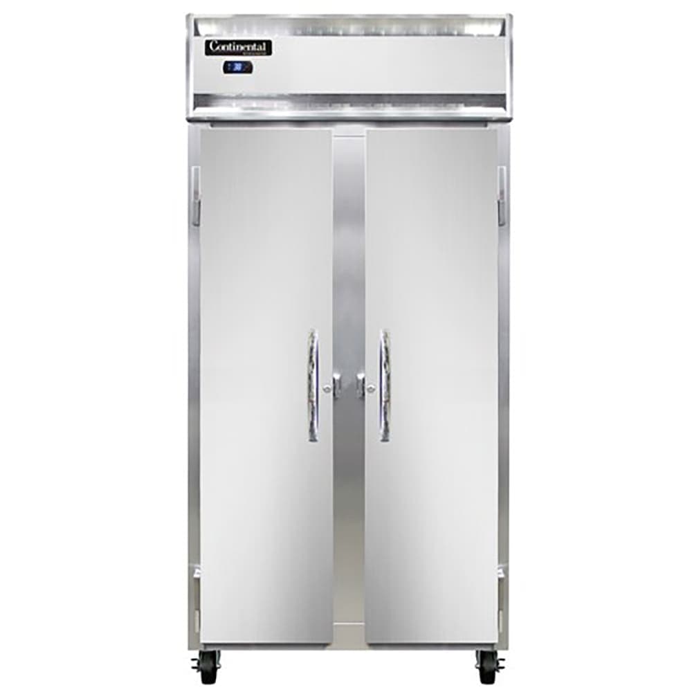 Continental 2RSESNSS 36 1/4" Two Section Reach In Refrigerator, (2) Left/Right Hinge Solid Doors, Top Compressor, 115v