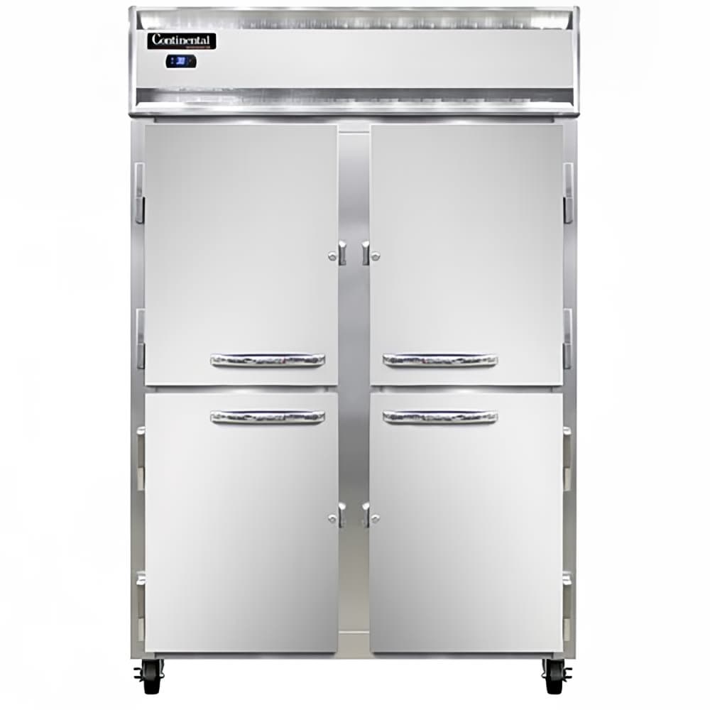 Continental 2RSNSAHD 52" Two Section Reach In Refrigerator, (4) Left/Right Hinge Solid Doors, Top Compressor, 115v