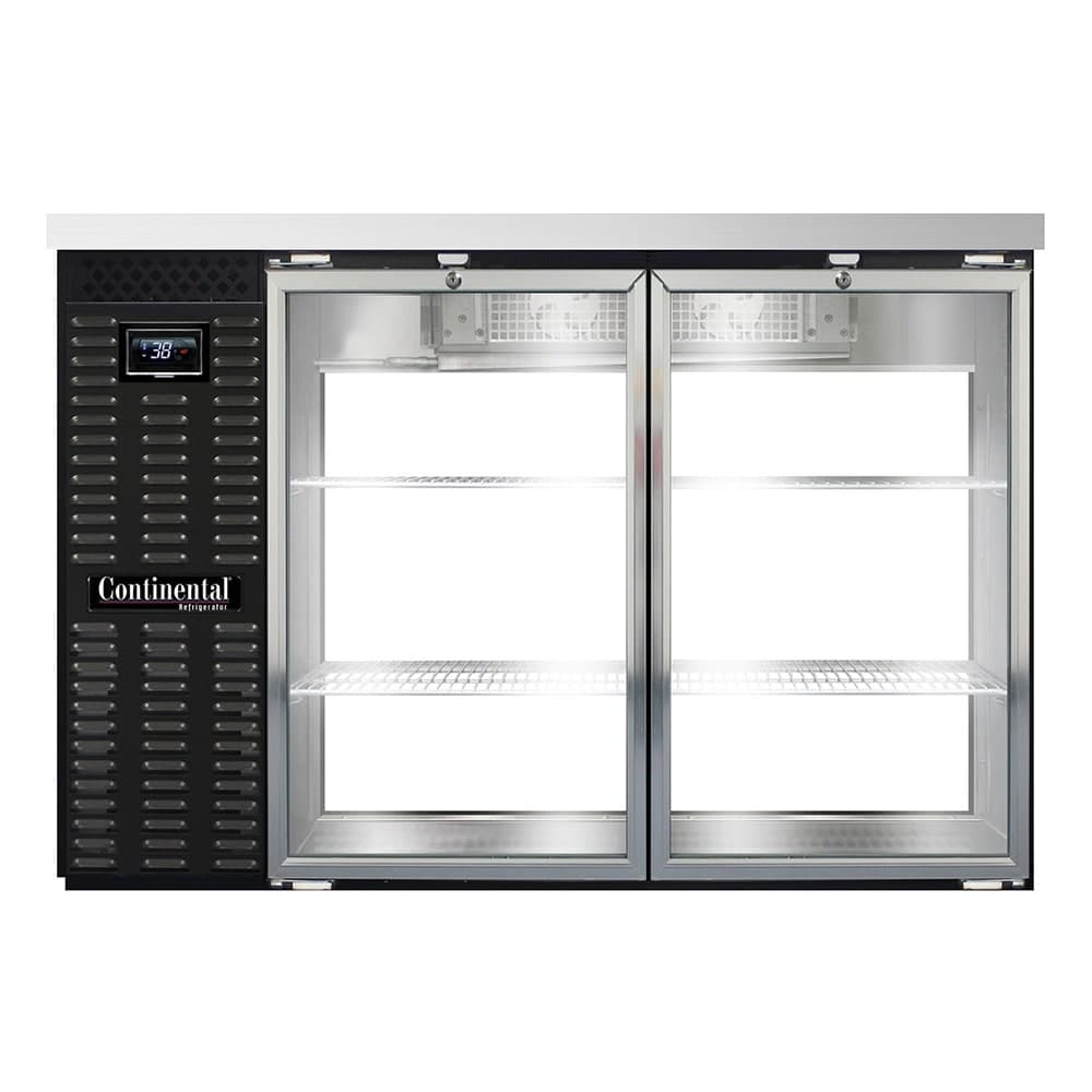Continental BB50NGDPT 50" Pass-Thru Bar Refrigerator - (4) Swinging Glass Doors, Black, 115v