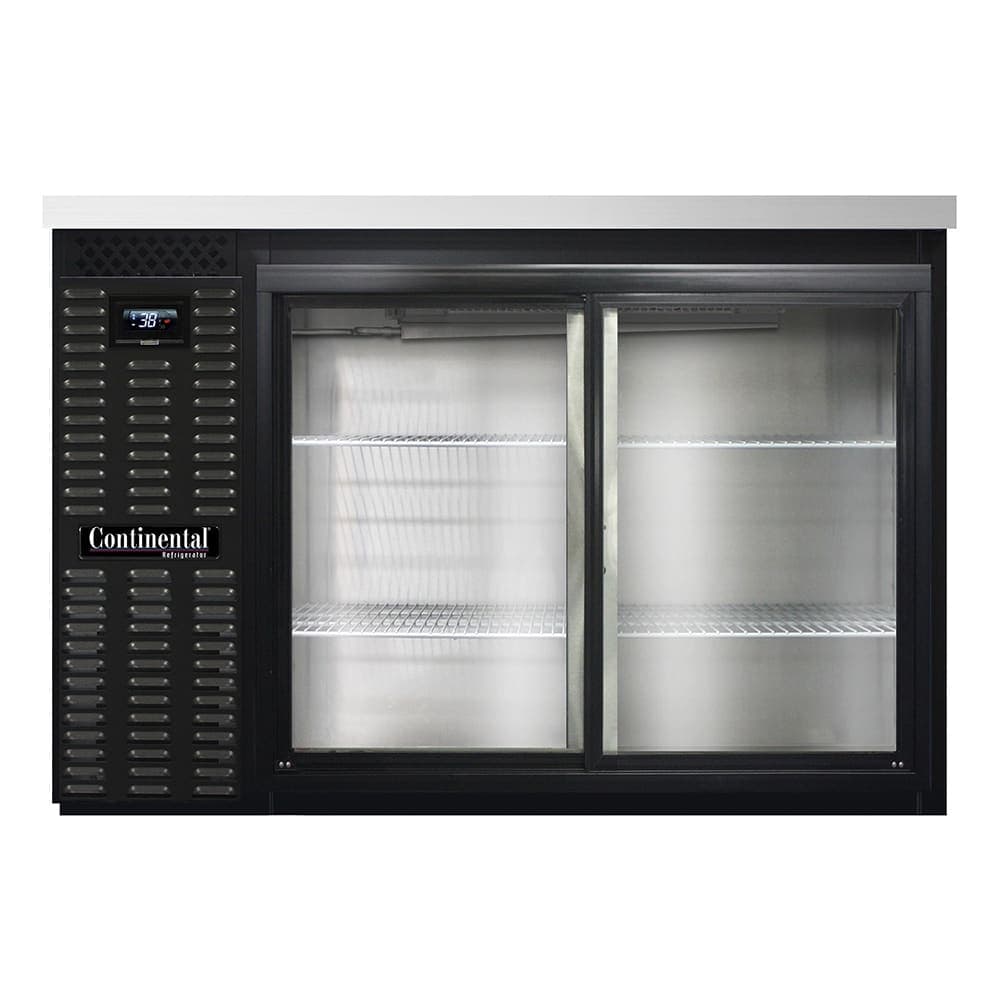 Continental BB50NSGD 50" Bar Refrigerator - (2) Sliding Glass Doors, Black, 115v