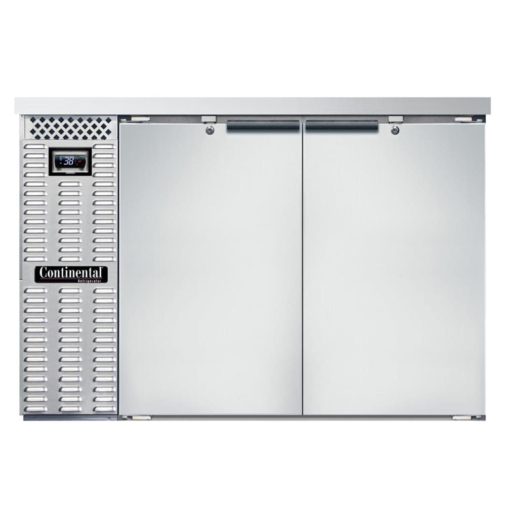Continental BB50NSS 50" Bar Refrigerator - 2 Swinging Solid Doors, Stainless, 115v