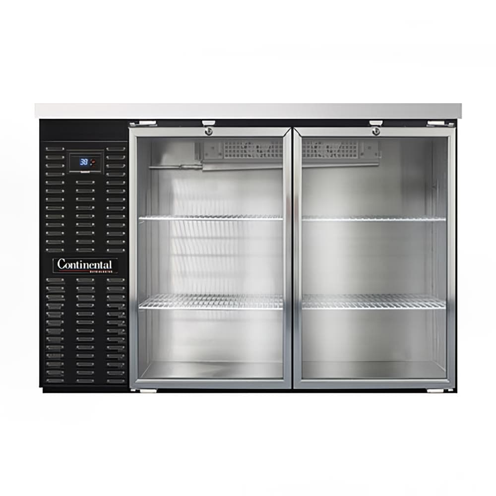 Continental BB50SNGD 50" Bar Refrigerator - 2 Swinging Glass Doors, Black, 115v