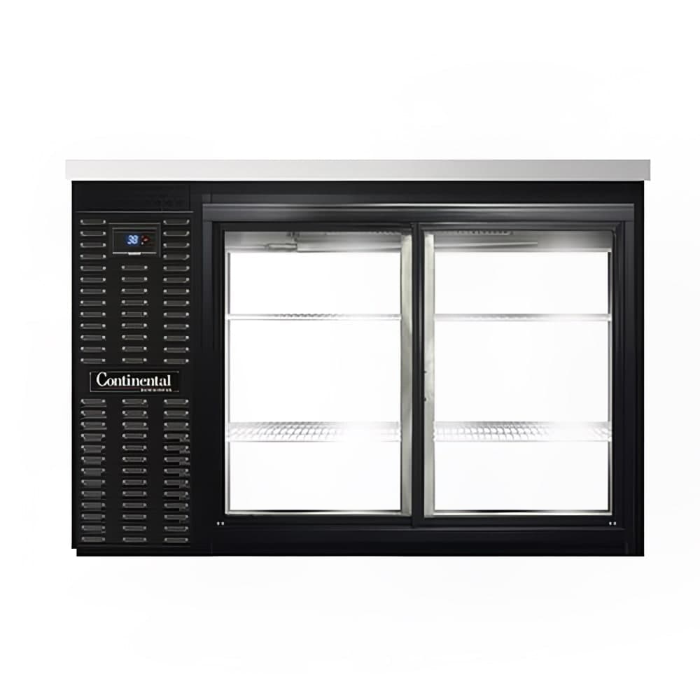 Continental BB50SNSGDPT 50" Bar Refrigerator - 4 Sliding Glass Doors, Black, 115v