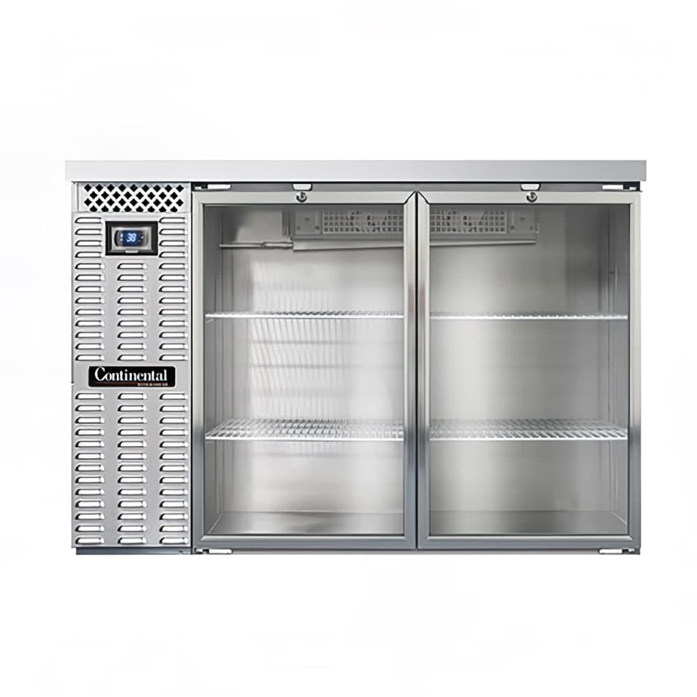 Continental BB50SNSSGD 50" Bar Refrigerator - 2 Swinging Glass Doors, Stainless, 115v