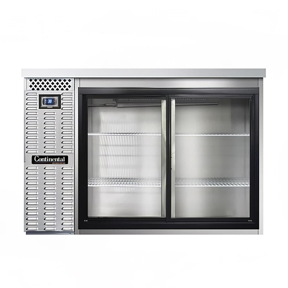 Continental BB50SNSSSGD 50" Bar Refrigerator - 2 Sliding Glass Doors, Stainless, 115v