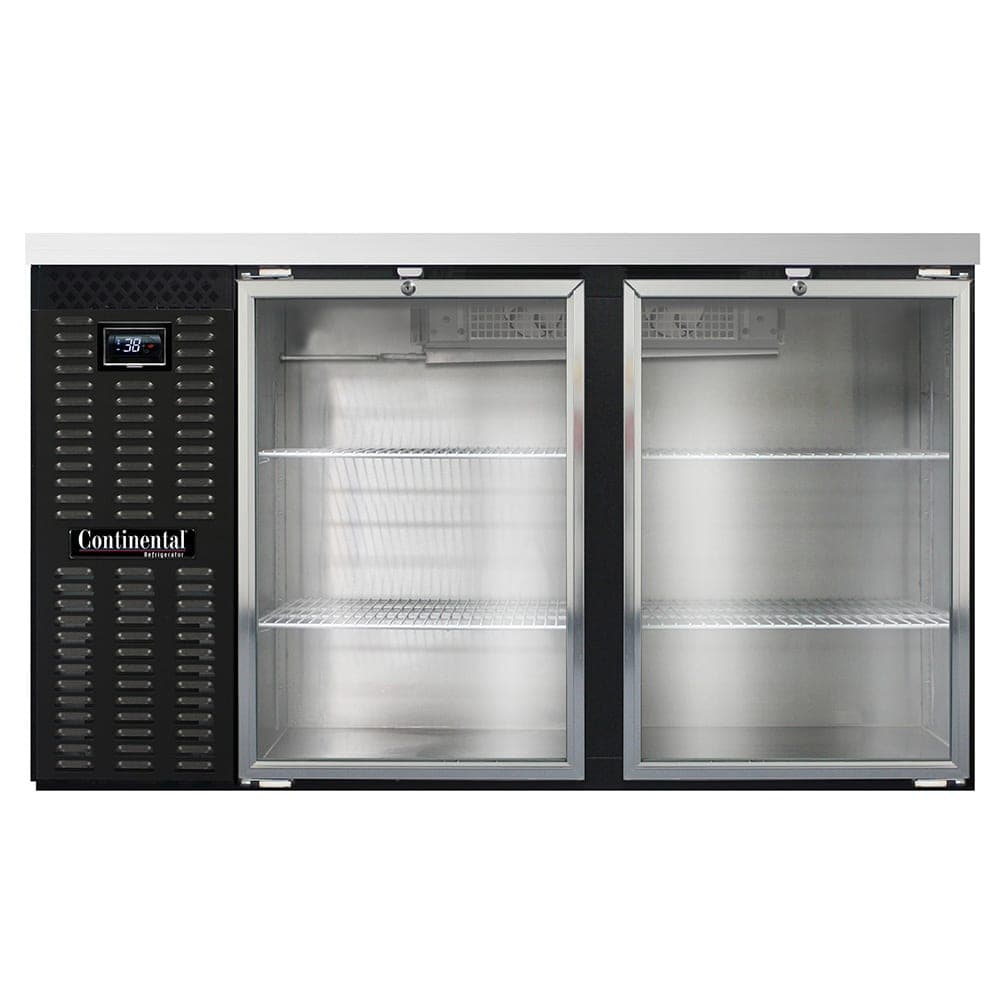 Continental BB59NGD 59" Bar Refrigerator - 2 Swinging Glass Doors, Black, 115v