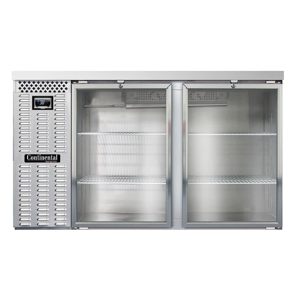 Continental BB59NSSGD 59" Bar Refrigerator - (2) Swinging Glass Doors, Stainless, 115v