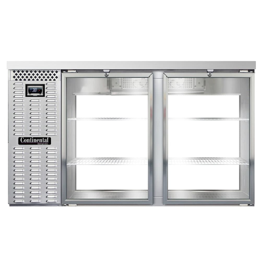 Continental BB59NSSGDPT 59" Bar Refrigerator - 4 Swinging Glass Doors, Stainless, 115v