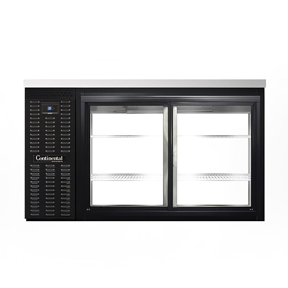 Continental BB59SNSGDPT 59" Bar Refrigerator - 4 Sliding Glass Doors, Stainless, 115v