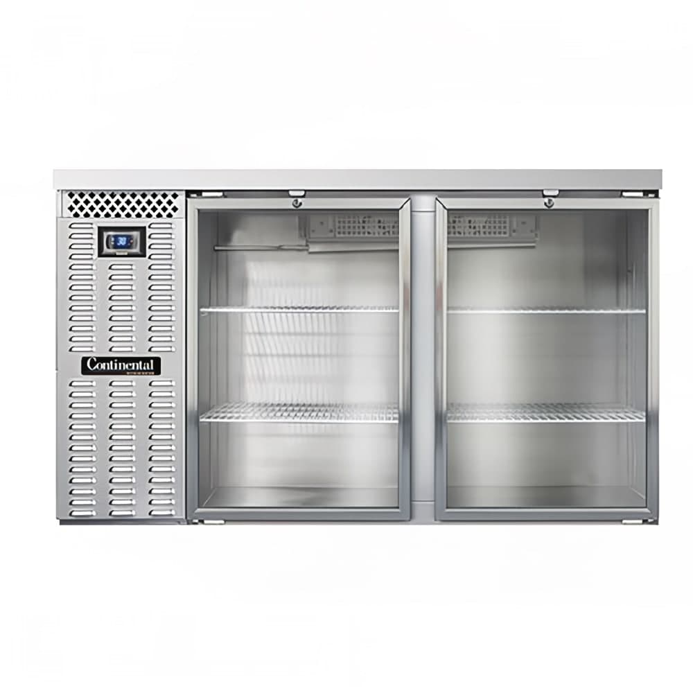 Continental BB59SNSSGD 59" Bar Refrigerator - 2 Swinging Glass Doors, Stainless, 115v