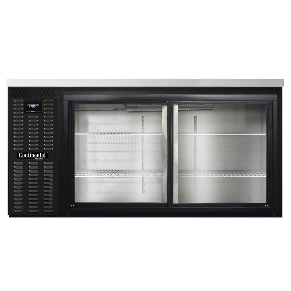Continental BB69NSGD 69" Bar Refrigerator - 2 Sliding Glass Doors, Black, 115v
