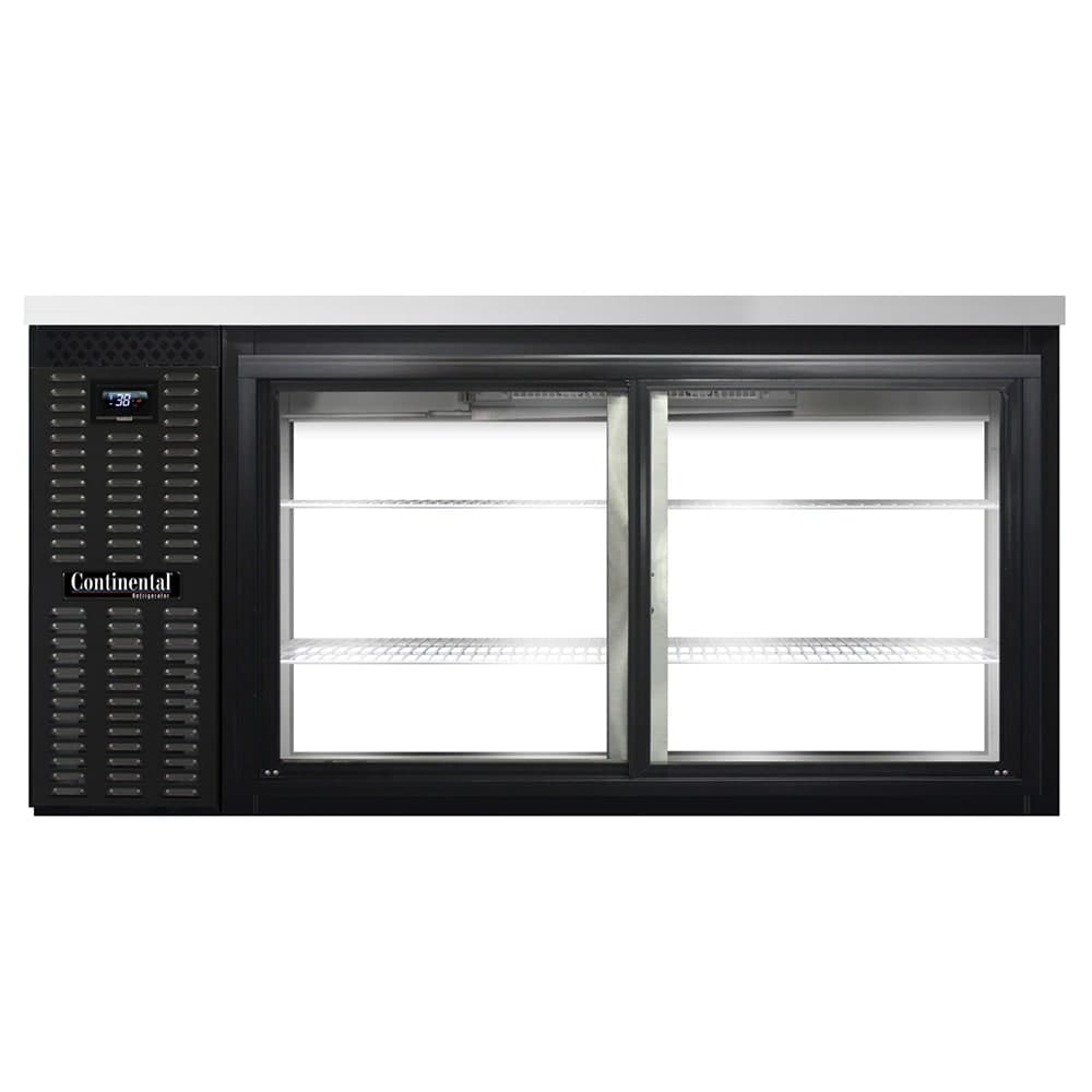 Continental BB69NSGDPT 69" Bar Refrigerator - 4 Sliding Glass Doors, Black, 115v