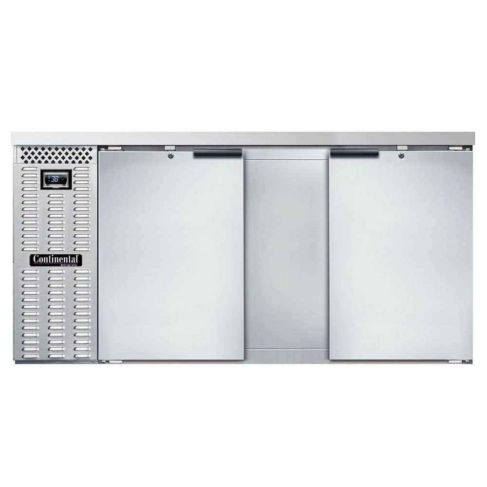 Continental BB69NSS 69" Bar Refrigerator - 2 Swinging Solid Doors, Stainless, 115v