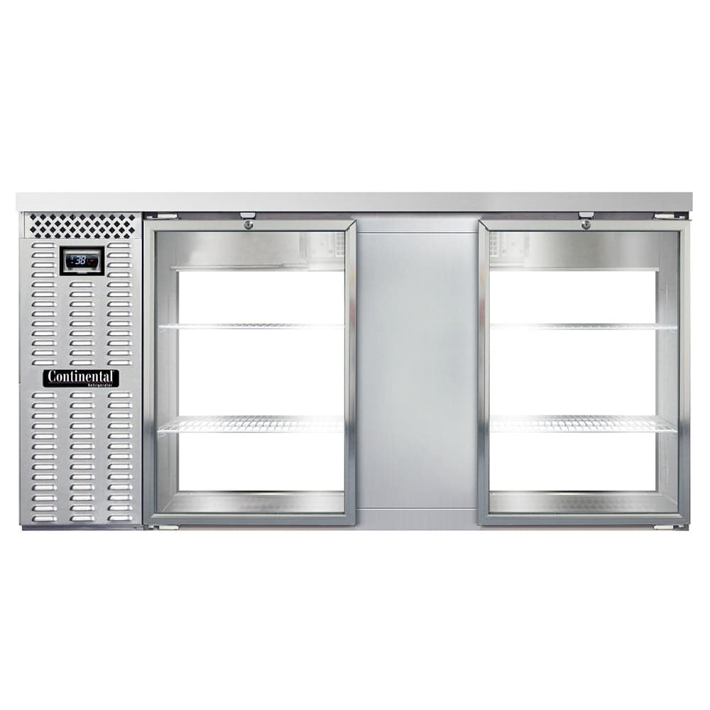 Continental BB69NSSGDPT 69" Bar Refrigerator - 4 Swinging Glass Doors, Stainless, 115v