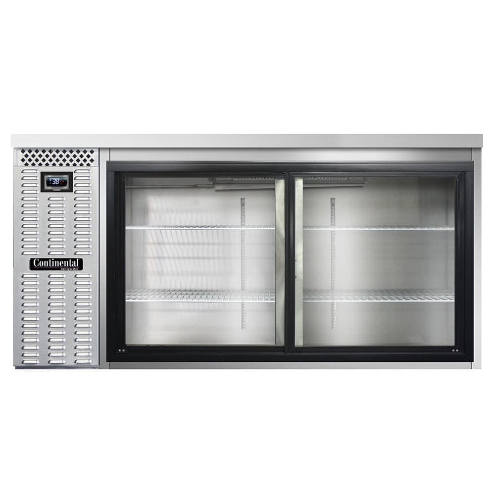 Continental BB69NSSSGD 69" Bar Refrigerator - 2 Sliding Glass Doors, Stainless, 115v