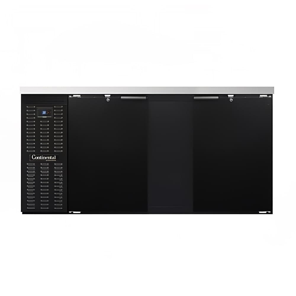 Continental BB69SN 69" Bar Refrigerator - 2 Swinging Solid Doors, Black, 115v
