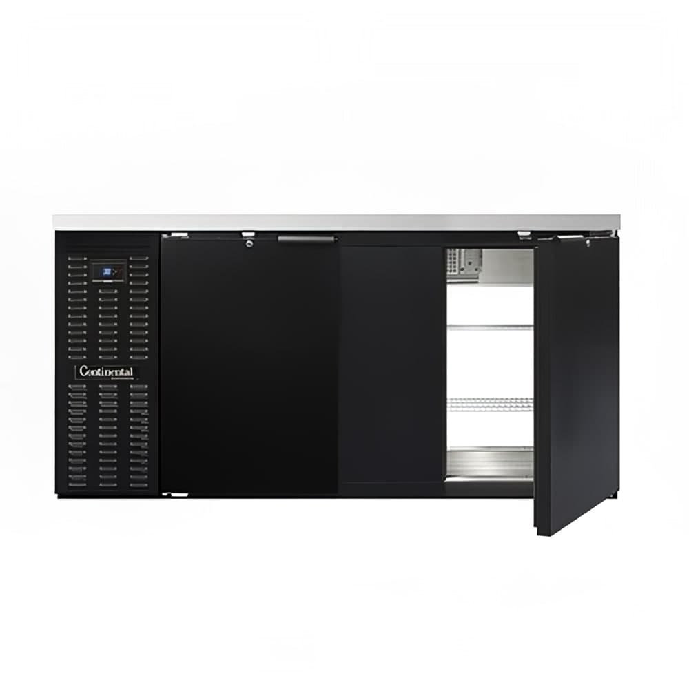 Continental BB69SNPT 69" Bar Refrigerator - 4 Swinging Solid Doors, Black, 115v