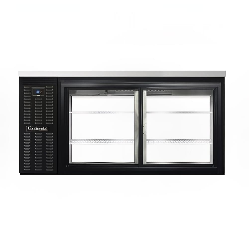 Continental BB69SNSGDPT 69" Bar Refrigerator - 4 Sliding Glass Doors, Black, 115v