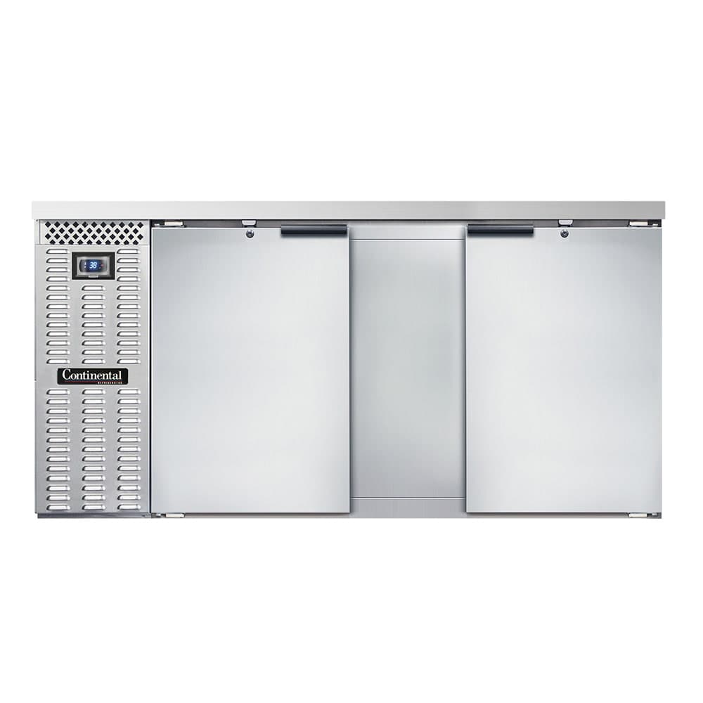 Continental BB69SNSS 69" Bar Refrigerator - 2 Swinging Solid Doors, Stainless Steel, 115v