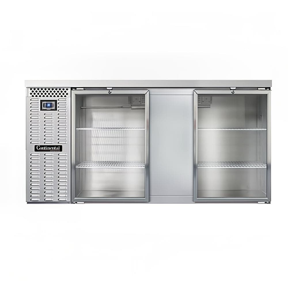 Continental BB69SNSSGD 69" Bar Refrigerator - 2 Swinging Glass Doors, Stainless, 115v