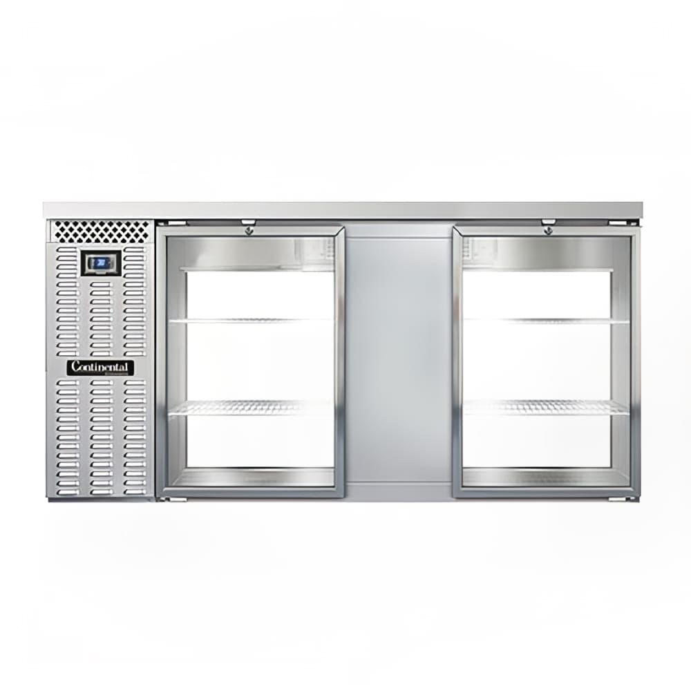 Continental BB69SNSSGDPT 69" Bar Refrigerator - 4 Swinging Glass Doors, Stainless, 115v