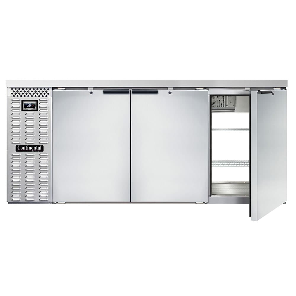 Continental BB79NSSPT 79" Pass Thru Bar Refrigerator - 6 Swinging Solid Doors, Stainless Steel, 115v