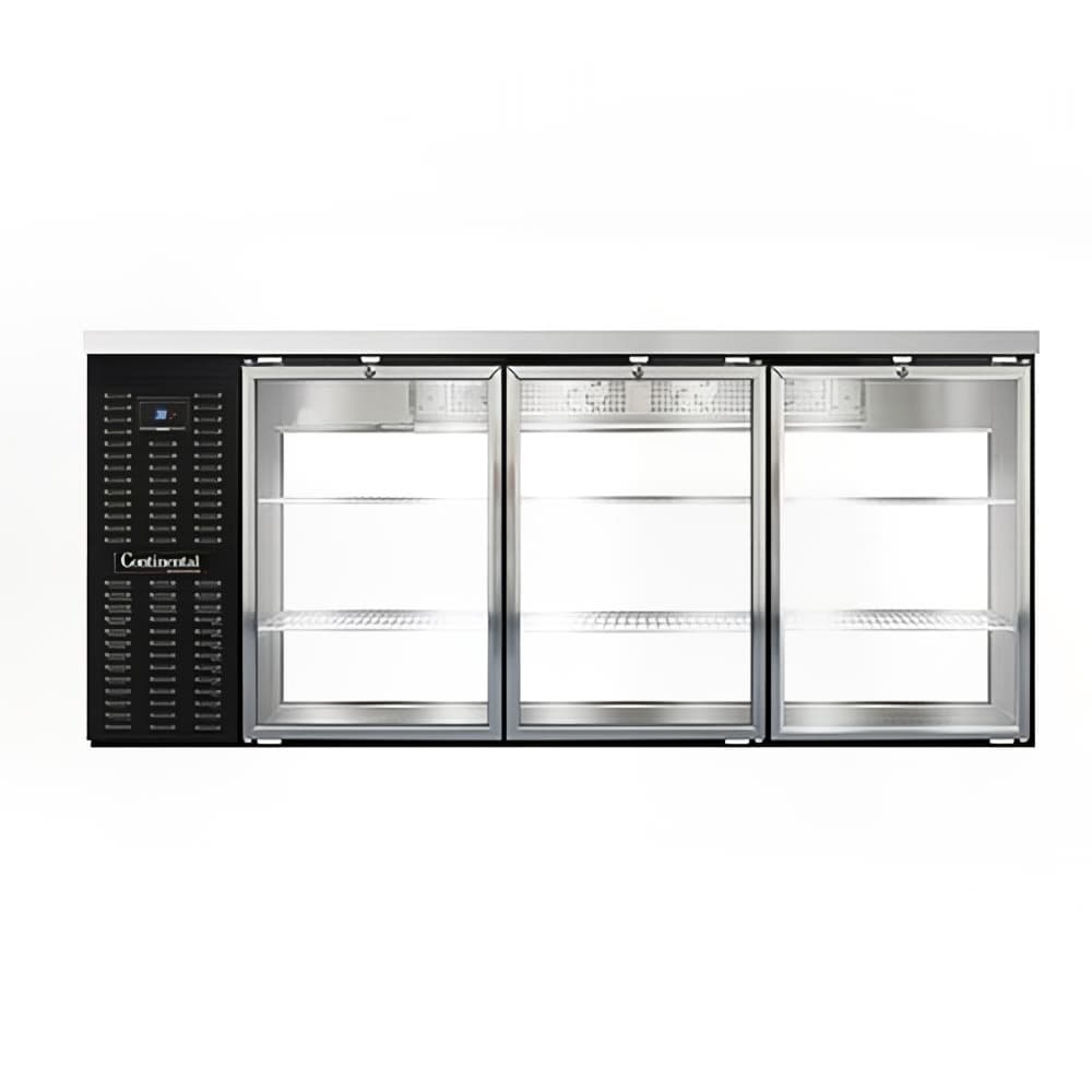 Continental BB79SNGDPT 79" Bar Refrigerator - 6 Swinging Glass Doors, Black, 115v