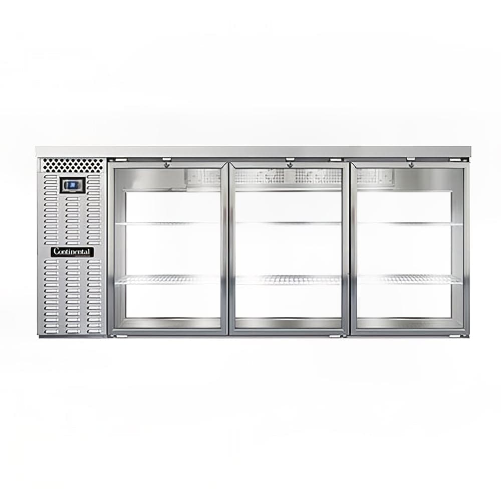 Continental BB79SNSSGDPT 79" Bar Refrigerator - 6 Swinging Glass Doors, Stainless, 115v