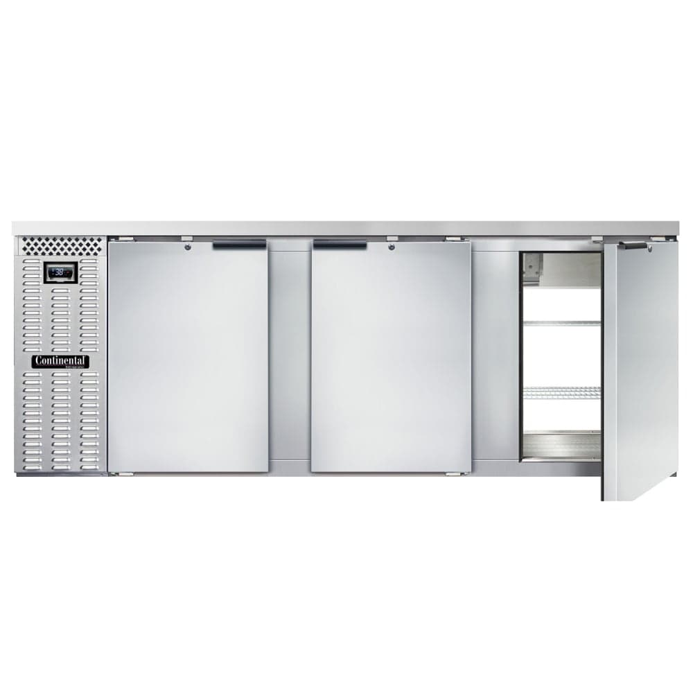 Continental BB90NSSPT 90" Bar Refrigerator - 6 Swinging Solid Doors, Stainless, 115v