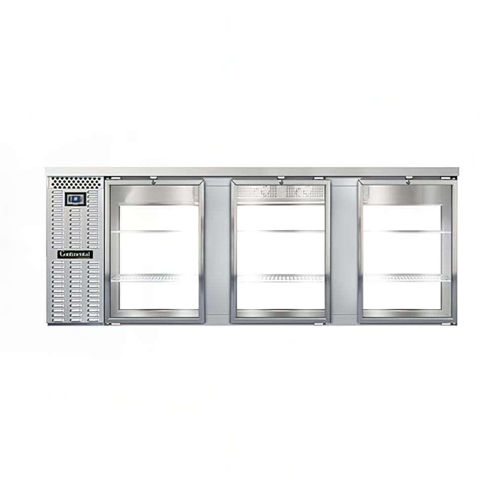 Continental BB90SNSSGDPT 90" Bar Refrigerator - 6 Swinging Glass Doors, Stainless, 115v