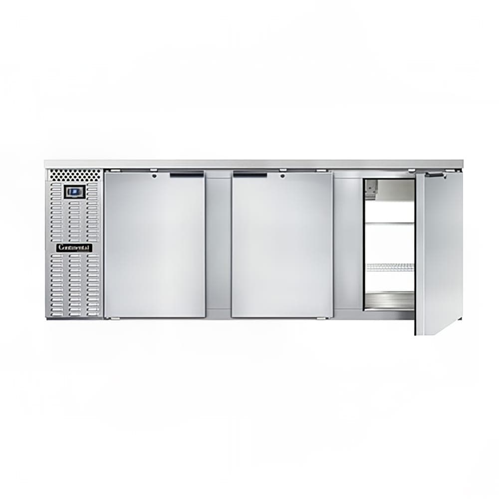 Continental BB90SNSSPT 90" Bar Refrigerator - 6 Swinging Solid Doors, Stainless, 115v