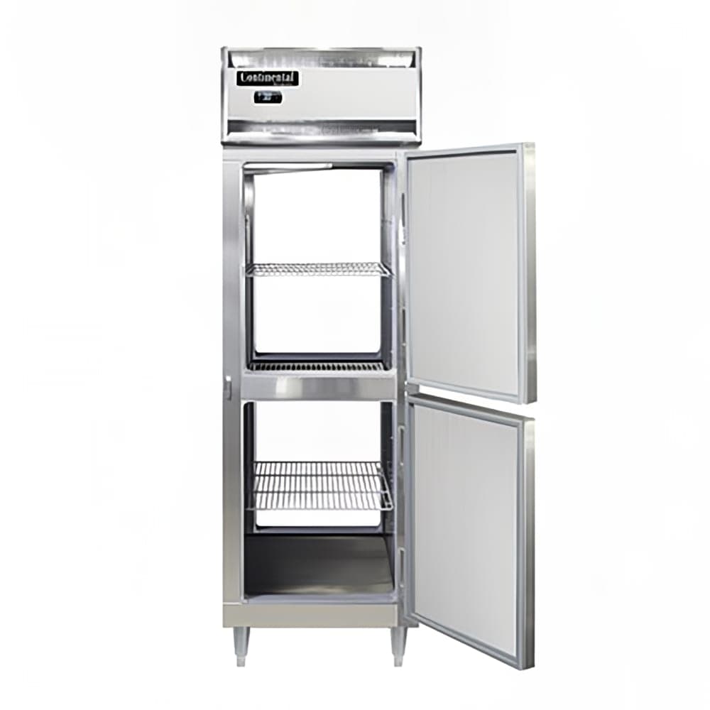 Continental D1RENPTHD 28 1/2" One Section Pass Thru Refrigerator, (4) Right Hinge Solid Doors, Top Compressor, 115v