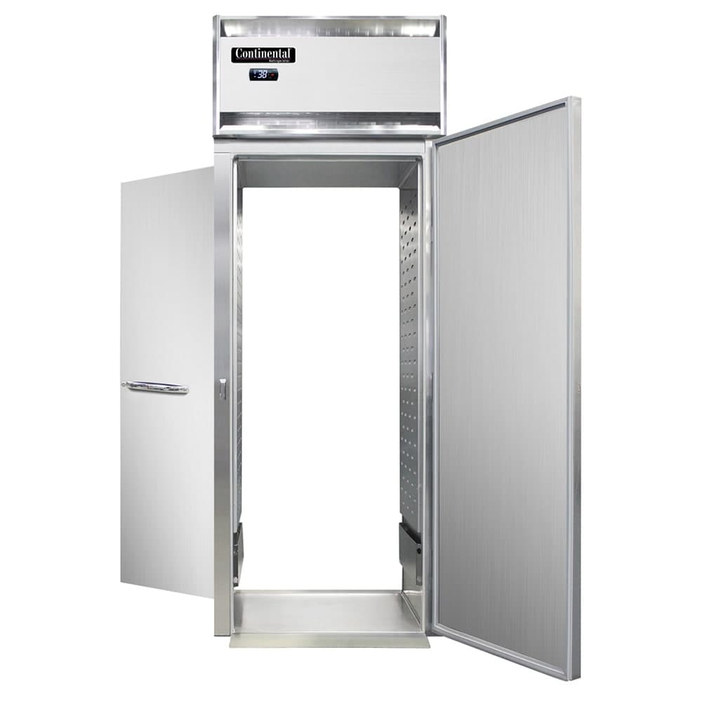 Continental D1RINRT 35 1/4" One Section Roll Thru Refrigerator, (2) Right Hinge Solid Doors, Top Compressor, 115v