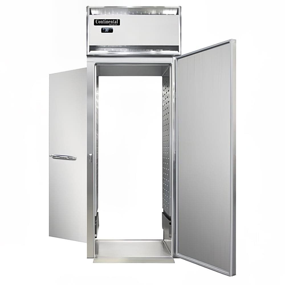 Continental D1RINSSRT 35 1/4" One Section Roll Thru Refrigerator, (2) Right Hinge Solid Doors, Top Compressor, 115v