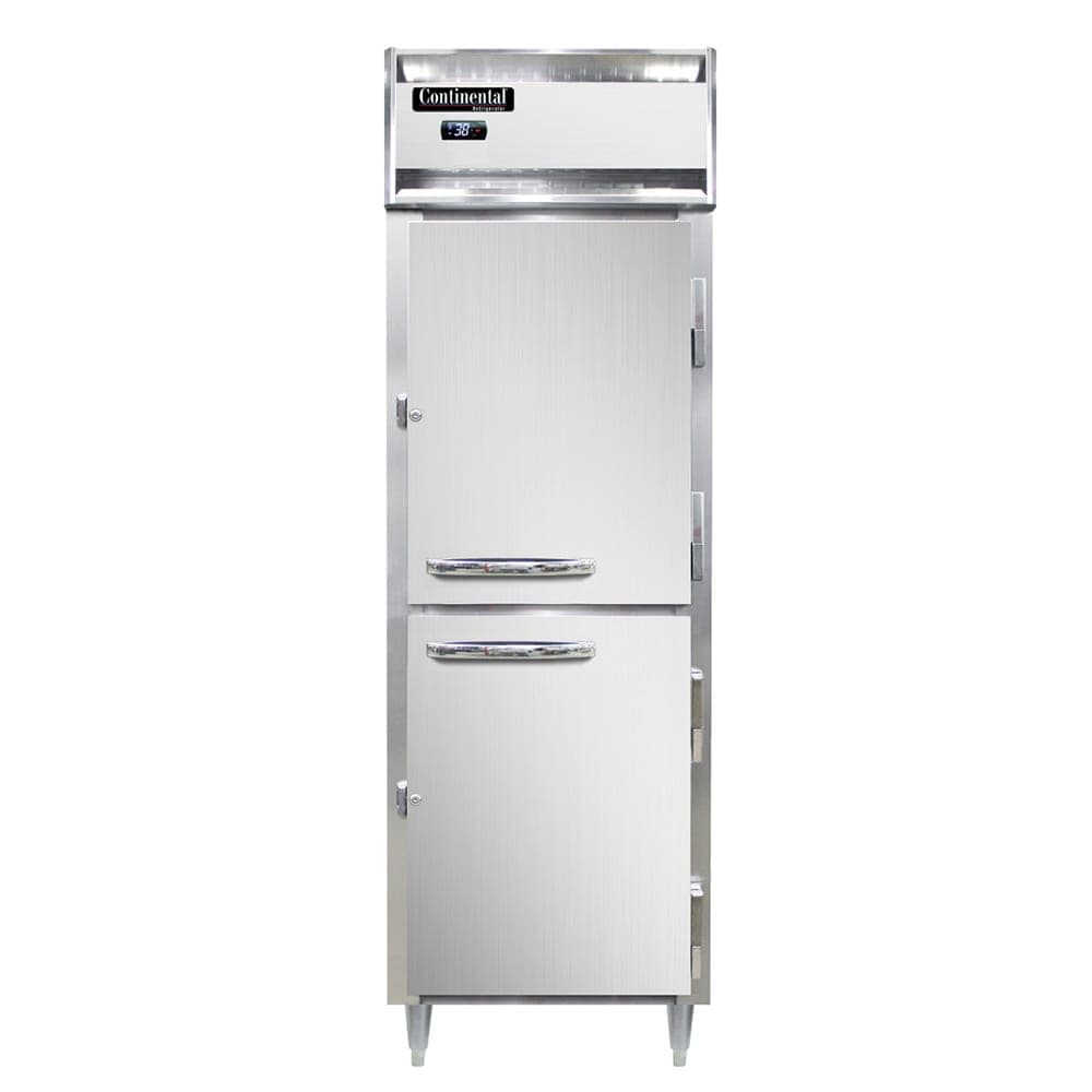 Continental D1RNHD 26" One Section Reach In Refrigerator, (2) Right Hinge Solid Doors, Top Compressor, 115v