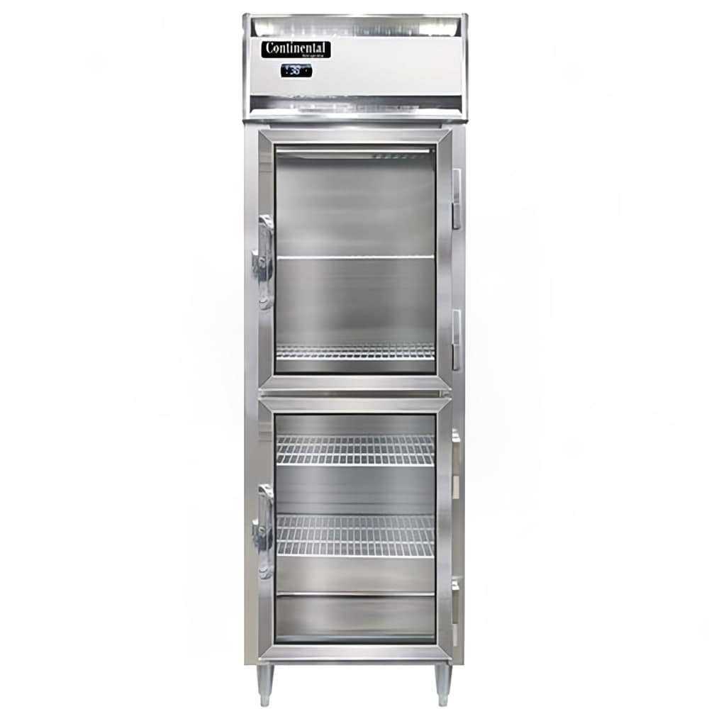 Continental D1RNSAGDHD 26" One Section Reach In Refrigerator, (2) Right Hinge Glass Doors, Top Compressor, 115v