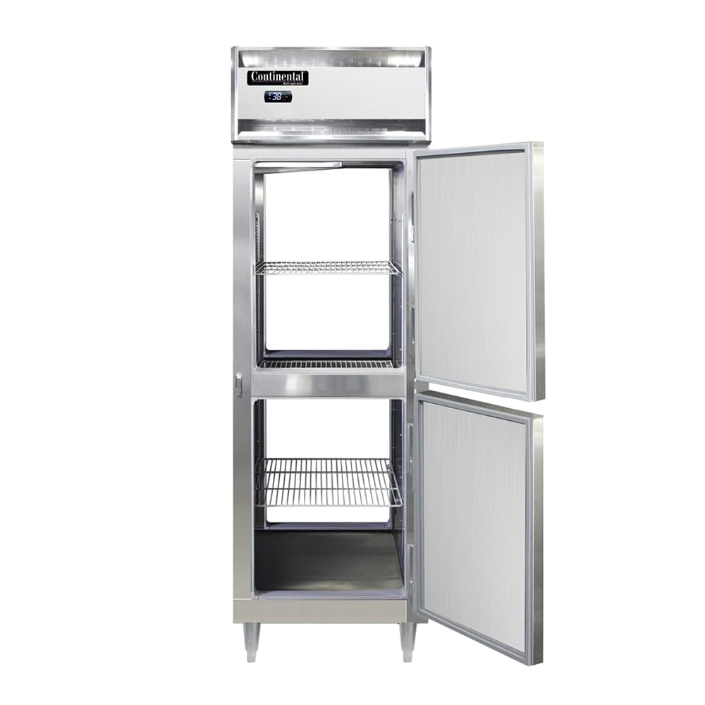 Continental D1RNSAPTHD 26" One Section Pass Thru Refrigerator, (4) Right Hinge Solid Doors, Top Compressor, 115v