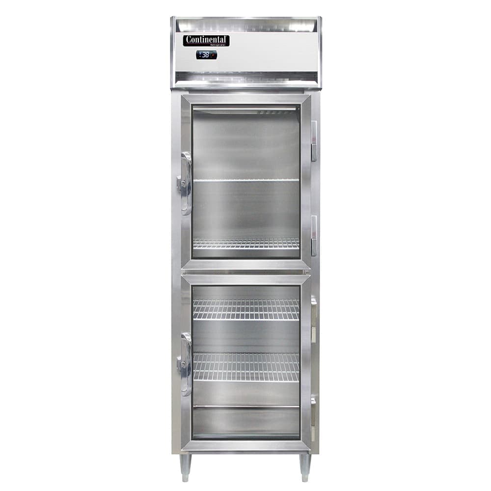 Continental D1RNSSGDHD 26" One Section Reach In Refrigerator, (2) Right Hinge Glass Doors, 115v