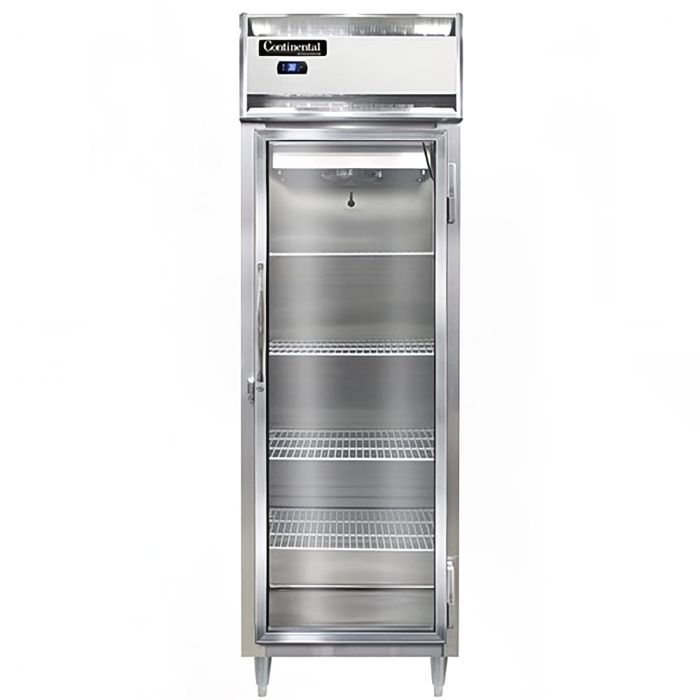 Continental D1RSNSAGD 26" One Section Reach In Refrigerator, (1) Right Hinge Glass Door, Top Compressor, 115v