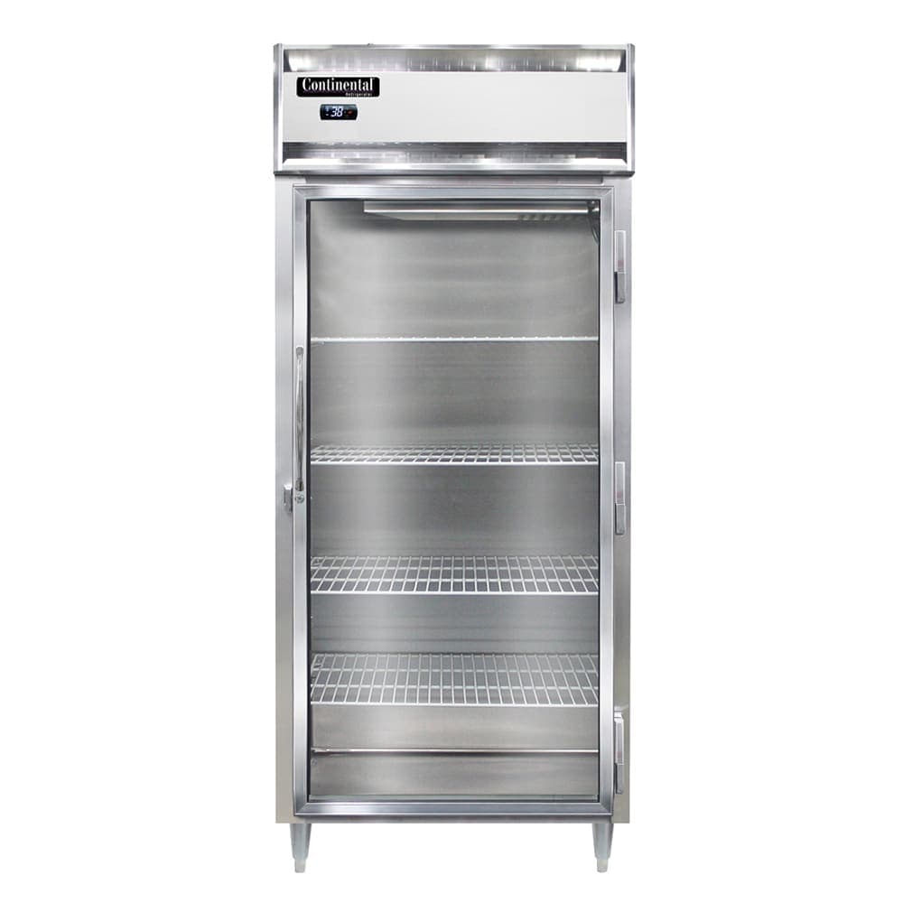Continental D1RXNGD 36 1/4" One Section Reach In Refrigerator, (1) Right Hinge Glass Doors, Top Compressor, 115v