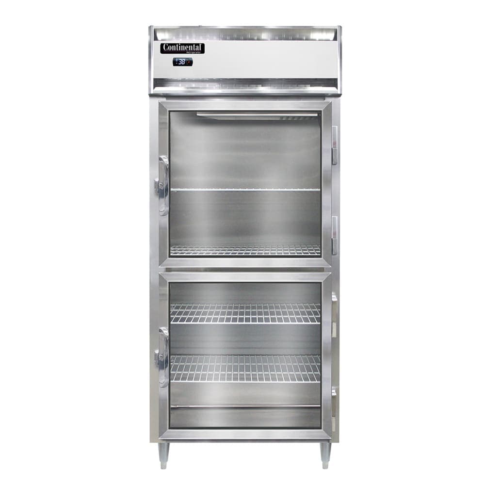 Continental D1RXNGDHD 36 1/4" One Section Reach In Refrigerator, (2) Right Hinge Glass Doors, Top Compressor, 115v