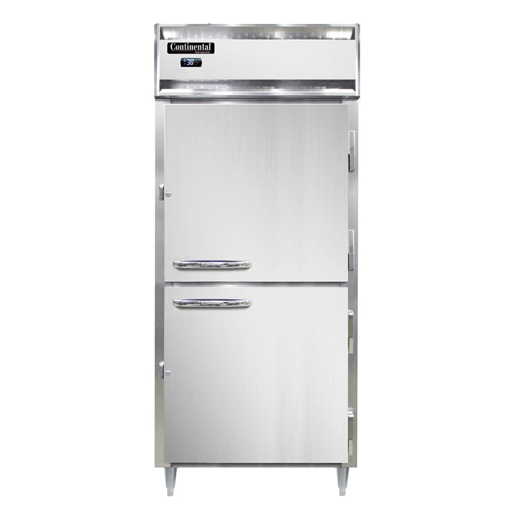 Continental D1RXNPTHD 36 1/4" One Section Pass Thru Refrigerator, (4) Right Hinge Solid Doors, Top Compressor, 115v
