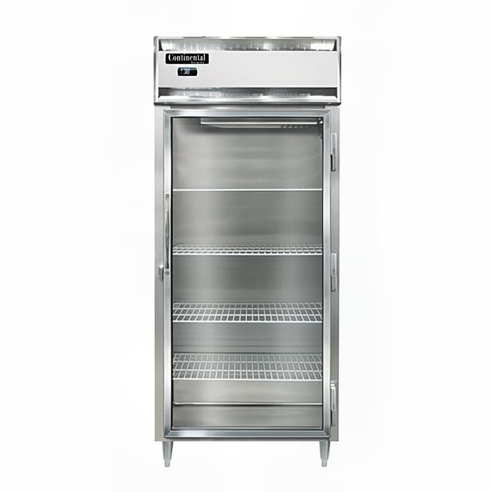 Continental D1RXNSAGD 36 1/4" One Section Reach In Refrigerator, (1) Right Hinge Glass Doors, Top Compressor, 115v