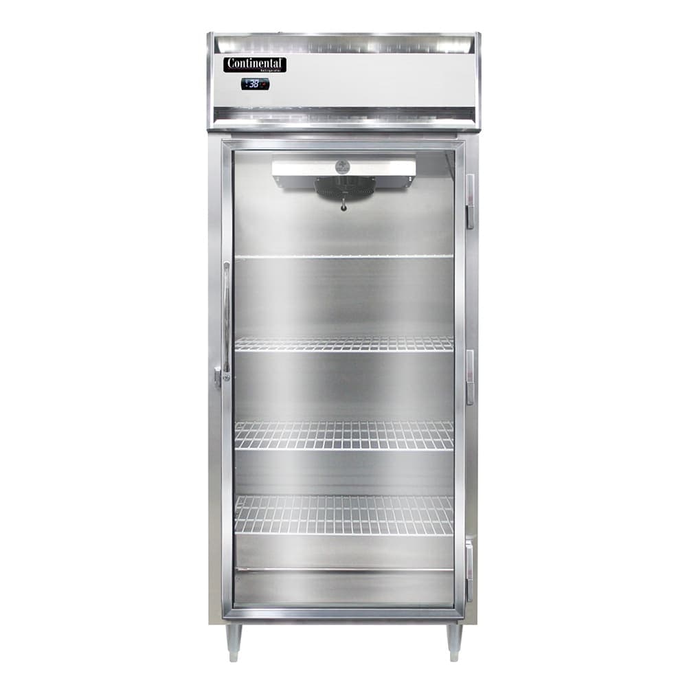 Continental D1RXSNGD 36 1/4" One Section Reach In Refrigerator, (1) Right Hinge Glass Door, Top Compressor, 115v