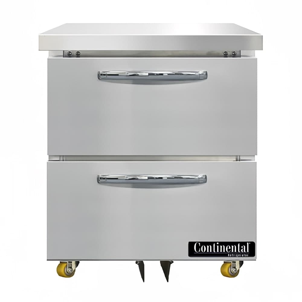 Continental D27N-U-D 27" W Undercounter Refrigerator w/ (1) Section & (2) Drawers, 115v